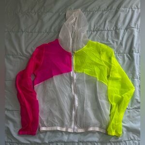 Lightweight Colorblock Neon Windbreaker Jacket - Pink & Yellow
